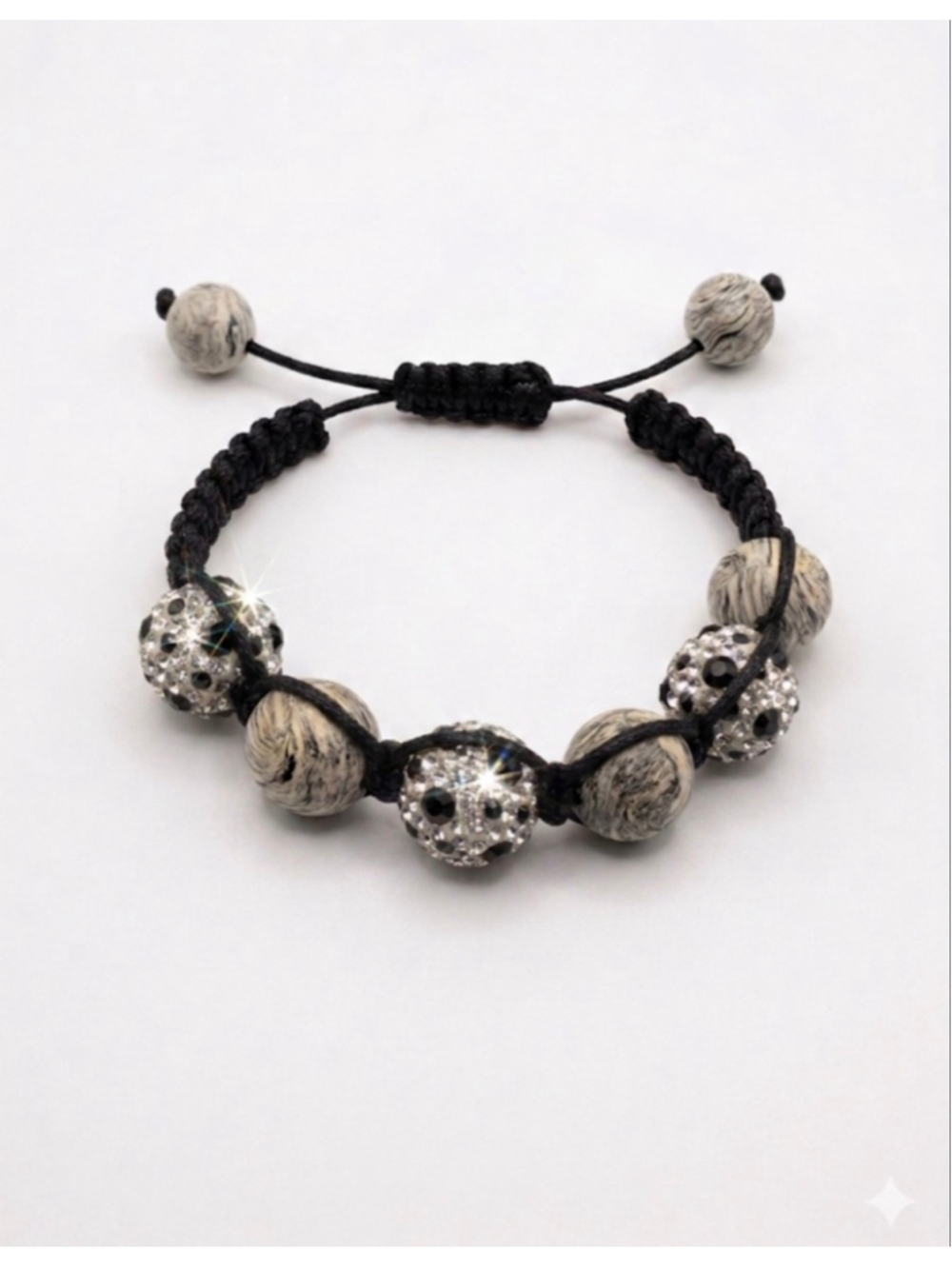 Jewels By Park Lane Shamballa Crystal Cord Bracelet Black White Shamballa Style